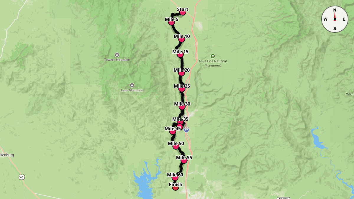 Course map for Black Canyon Ultras - 100k